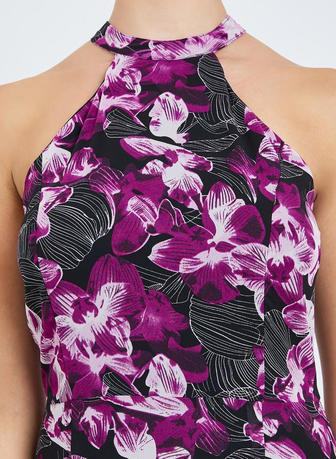 ستايلي فستان طويل بطبقات وطبعة أزهار للنساء - Image 3